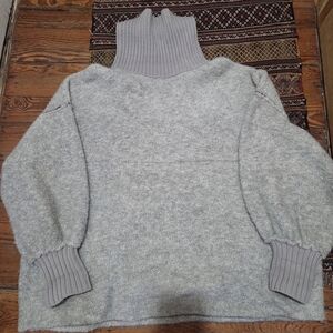 Free People Heather Gray Cowl Neck Sweater